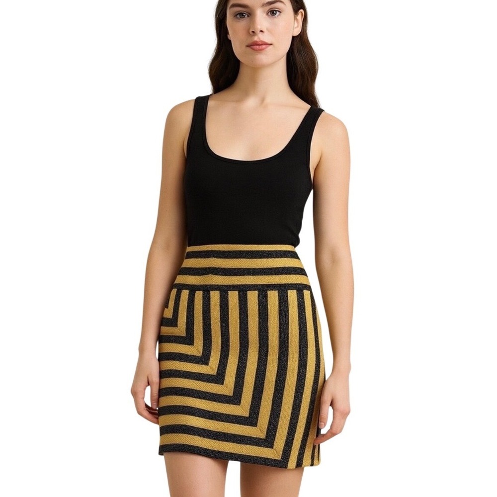 Eva‎ Franco Anthropologie Angler Pencil Skirt Chevron Neutral Motif 12 NWT